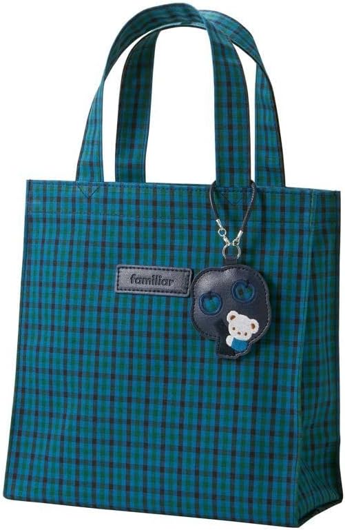 ファミリア トートバッグ ブルー チェック familiar XB 青系チェック柄